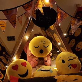 emoji pillow and tents